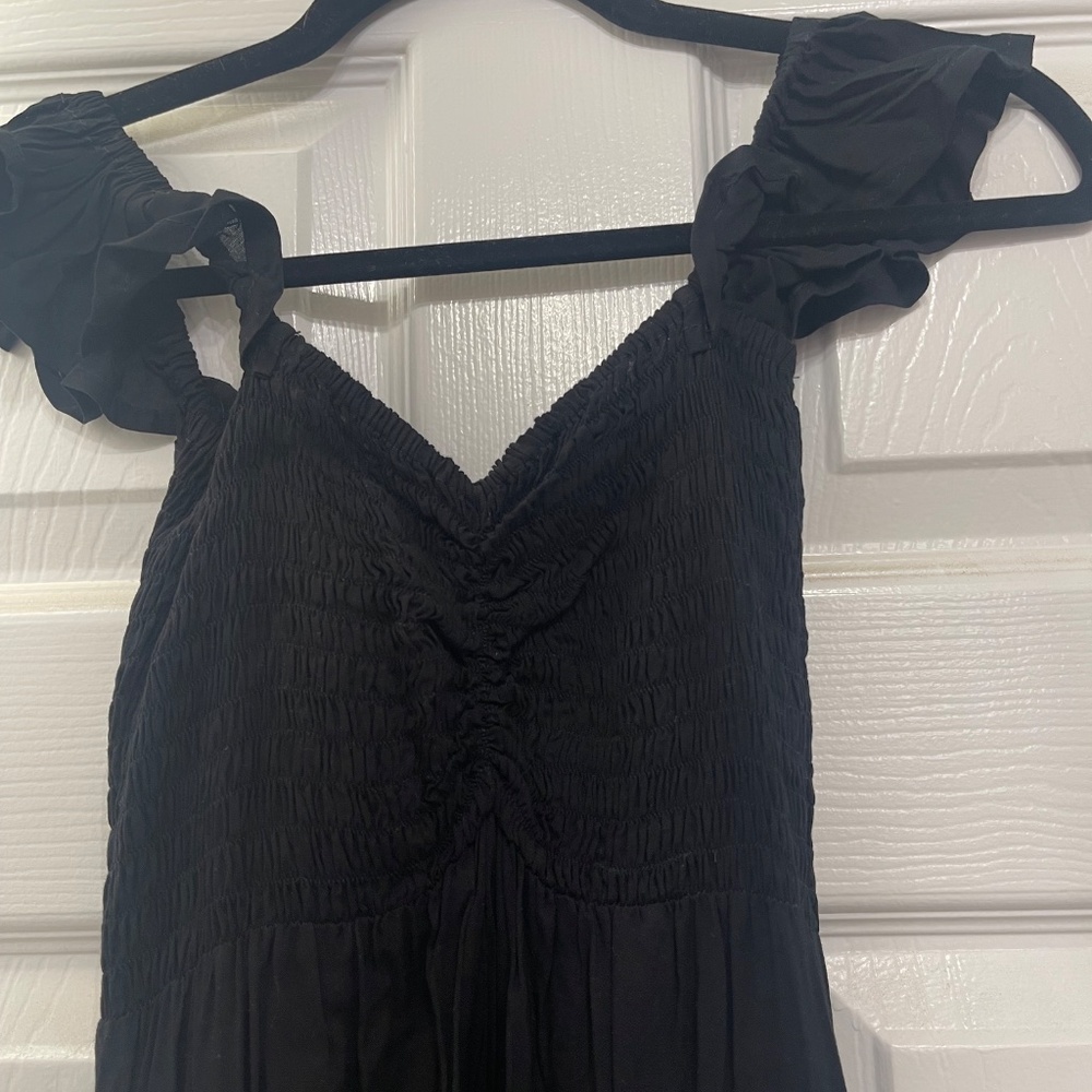Black Maxi With Flutter Sleeves And Smocked Bodice - image 4